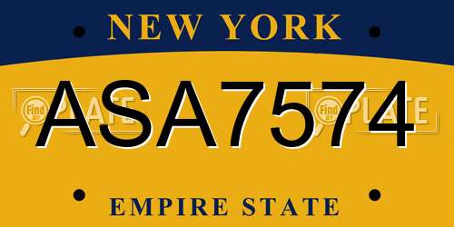 ASA7574 New York License Plate