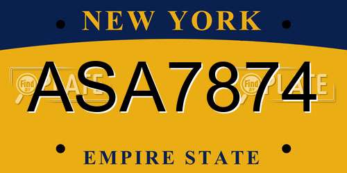 ASA7874 New York License Plate
