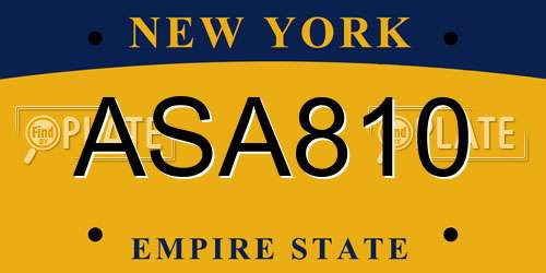 ASA810 New York License Plate