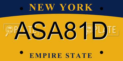 ASA81D New York License Plate