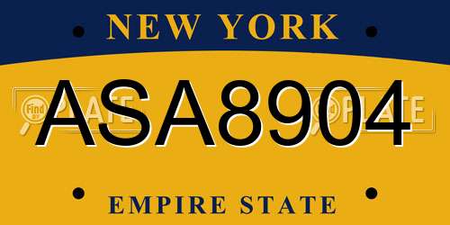 ASA8904 New York License Plate