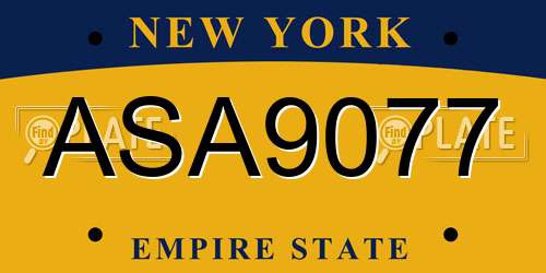 ASA9077 New York License Plate
