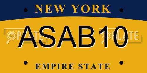 ASAB10 New York License Plate
