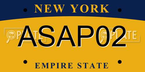 ASAP02 New York License Plate