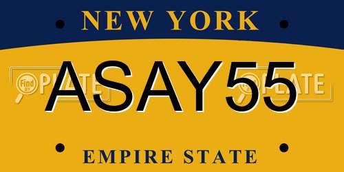 ASAY55 New York License Plate