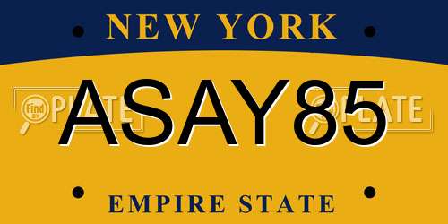 ASAY85 New York License Plate