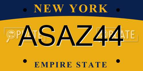 ASAZ44 New York License Plate
