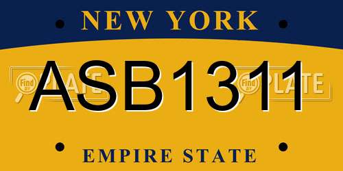 ASB1311 New York License Plate