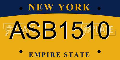 ASB1510 New York License Plate