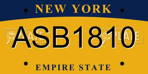 ASB1810 New York License Plate