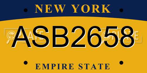 ASB2658 New York License Plate
