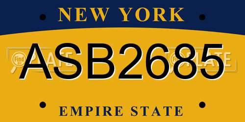 ASB2685 New York License Plate