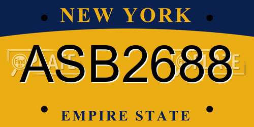 ASB2688 New York License Plate