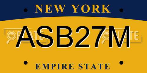 ASB27M New York License Plate