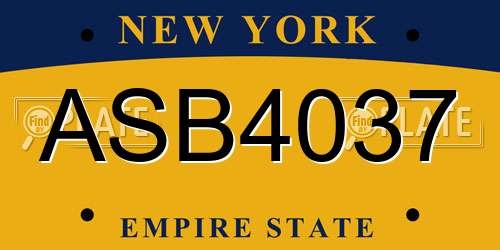 ASB4037 New York License Plate