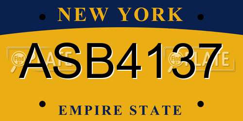 ASB4137 New York License Plate