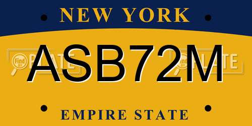 ASB72M New York License Plate