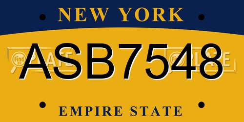 ASB7548 New York License Plate