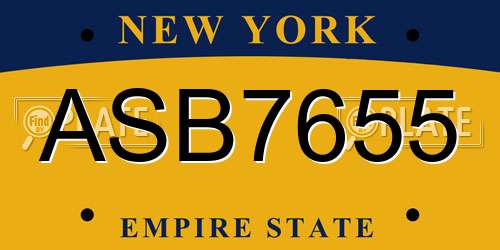ASB7655 New York License Plate