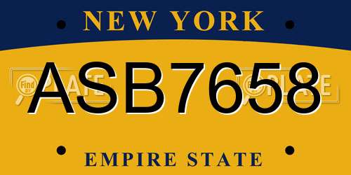 ASB7658 New York License Plate