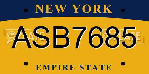 ASB7685 New York License Plate