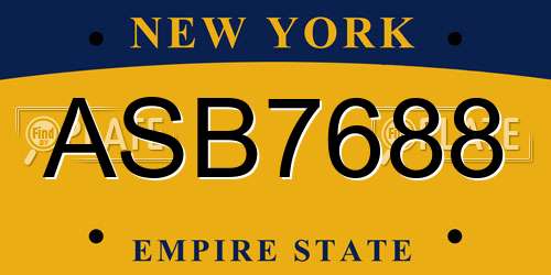 ASB7688 New York License Plate