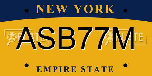 ASB77M New York License Plate