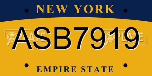 ASB7919 New York License Plate