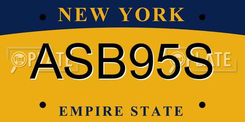 ASB95S New York License Plate