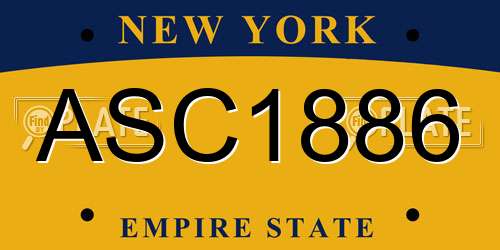 ASC1886 New York License Plate