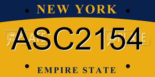 ASC2154 New York License Plate