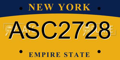 ASC2728 New York License Plate