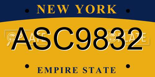 ASC9832 New York License Plate