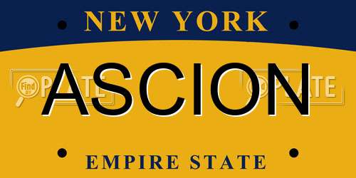ASCION New York License Plate