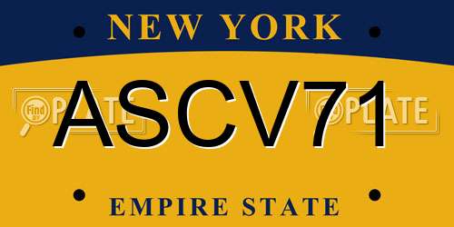 ASCV71 New York License Plate