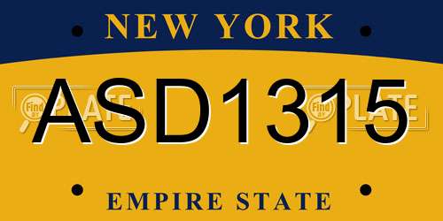 ASD1315 New York License Plate