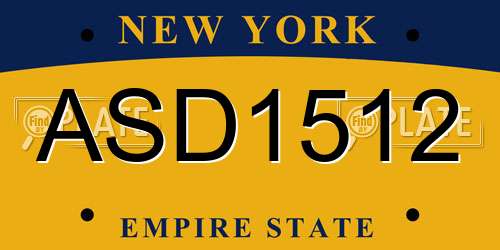 ASD1512 New York License Plate