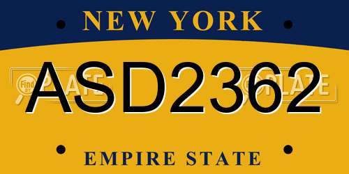 ASD2362 New York License Plate