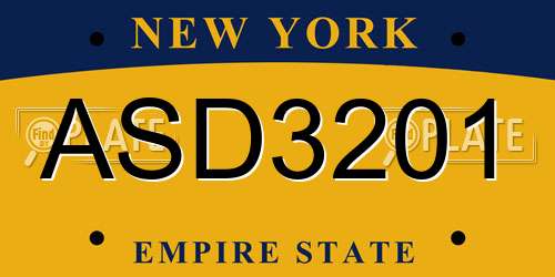 ASD3201 New York License Plate