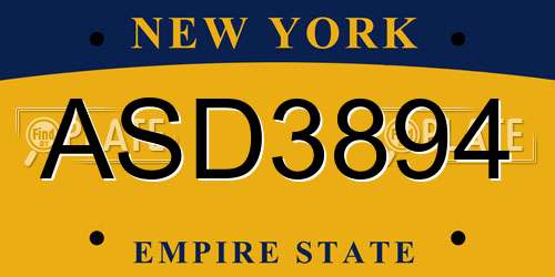 ASD3894 New York License Plate