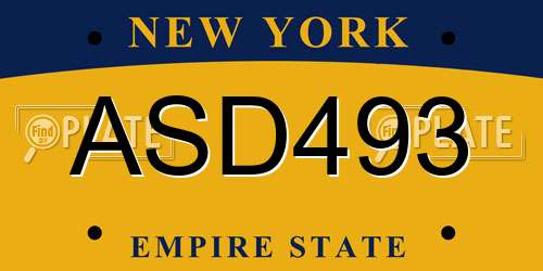 ASD493 New York License Plate