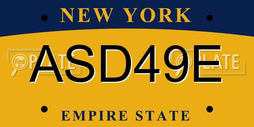 ASD49E New York License Plate
