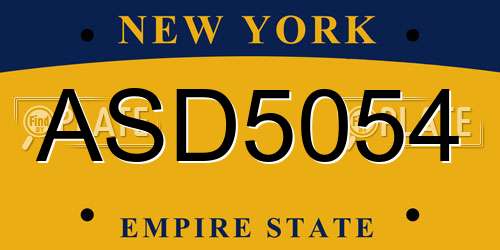 ASD5054 New York License Plate