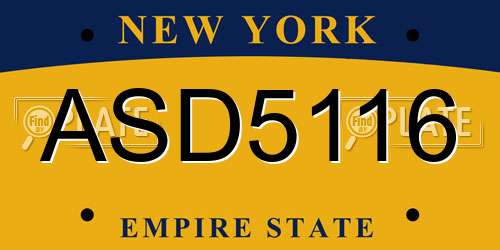 ASD5116 New York License Plate