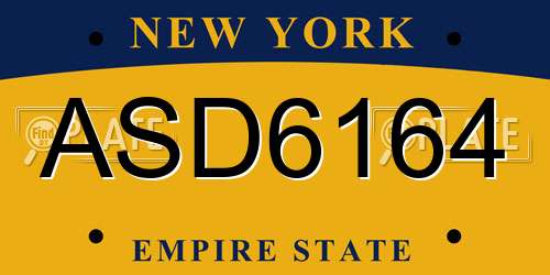 ASD6164 New York License Plate