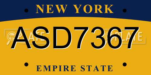 ASD7367 New York License Plate