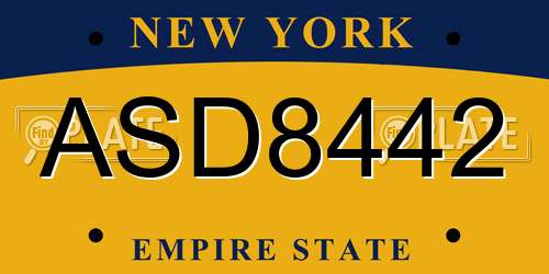 ASD8442 New York License Plate