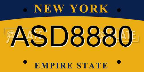 ASD8880 New York License Plate