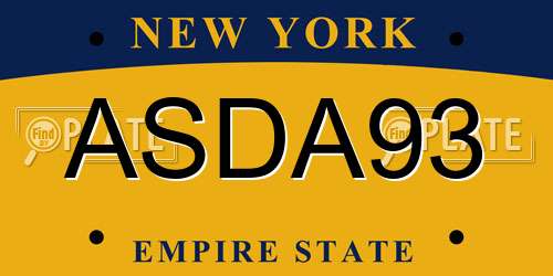 ASDA93 New York License Plate