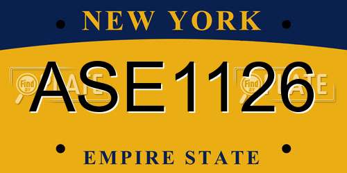 ASE1126 New York License Plate